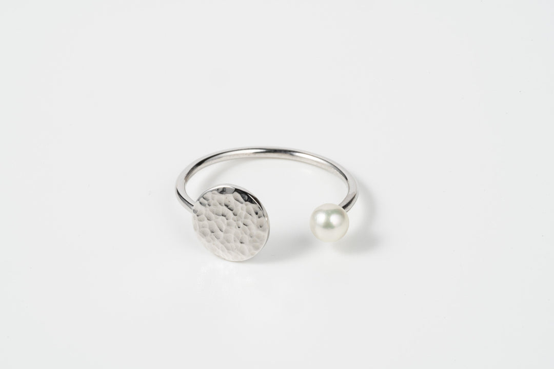 Coin - PT900 コインパールリング鏡面ポリッシュ - 